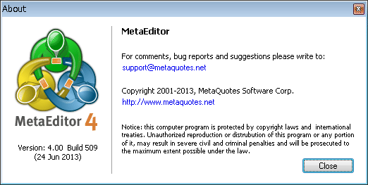 MetaEditor 4 Build509