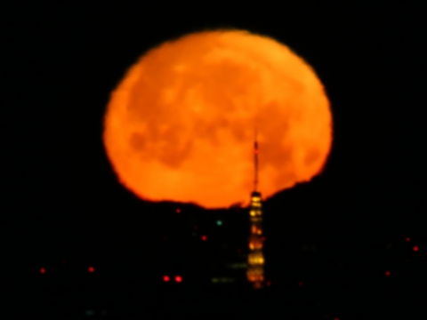 沈みゆく月と東京タワー